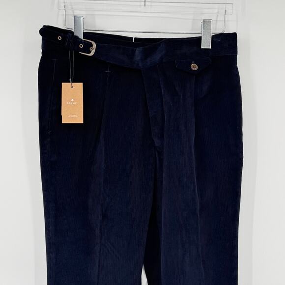 Boyant trousers men's L First Cut straight buckle pleated cuffed corduroy pants - Picture 3 of 11